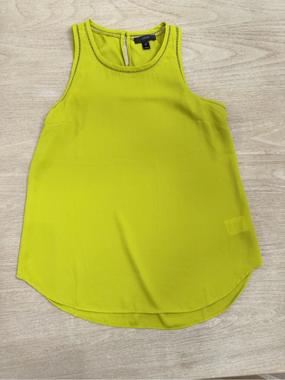 J.Crew Neon Lime Chartreuse High Neck Sleeveless Blouse Tank Top Size 00